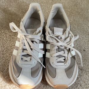 Adidas Women's Beige and White Sneakers